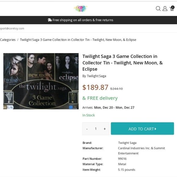 Twilight Saga 3 Game Collection in Collector Tin - Twilight, New Moon, & Eclipse - Picture 4 of 4